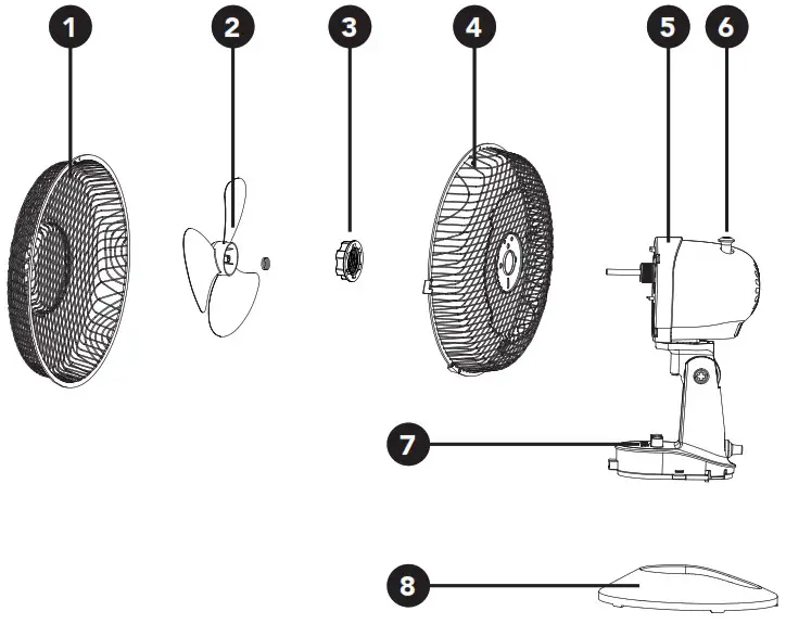 HOME HMFTA300W Table Fan - OVERVIEW 1