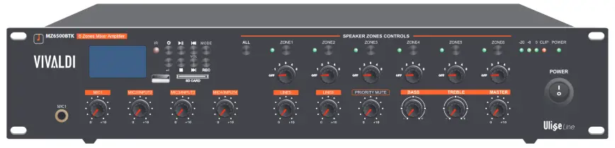 VIVALDI MZ6120BTK Multi-Zone Audio Mixer Amplifier