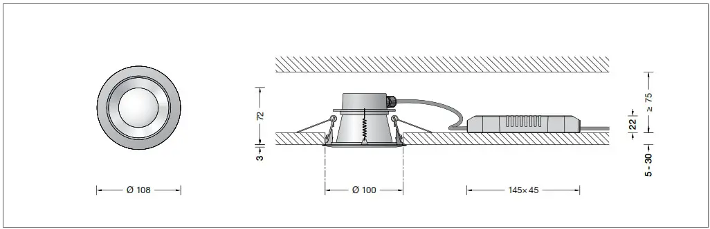 BEGA 51074 6 Indoor Recessed Ceiling Luminaire - cover