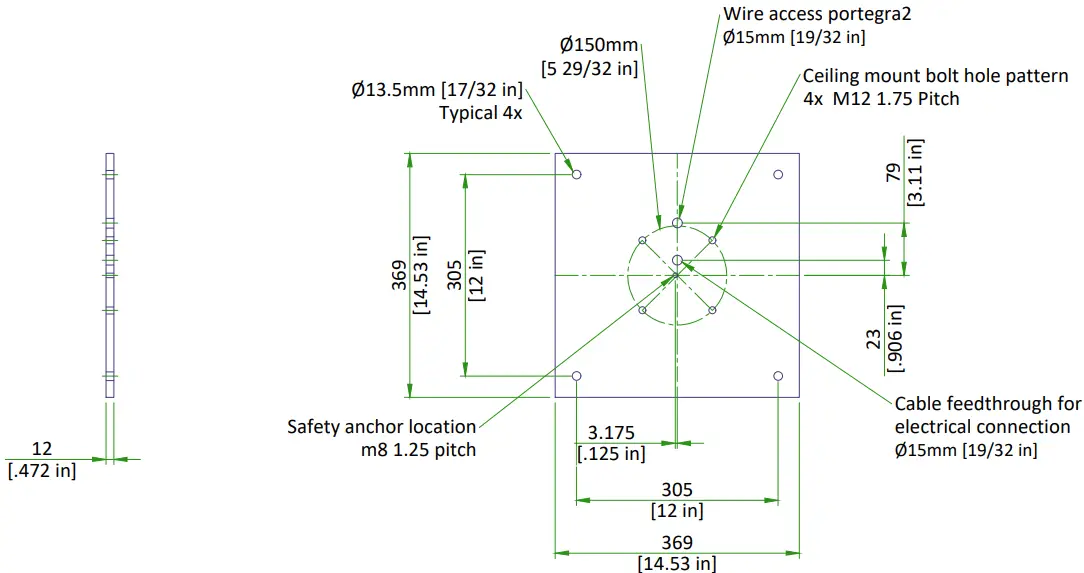 MOUNTING DETAILS FOR CEILING MONITOR