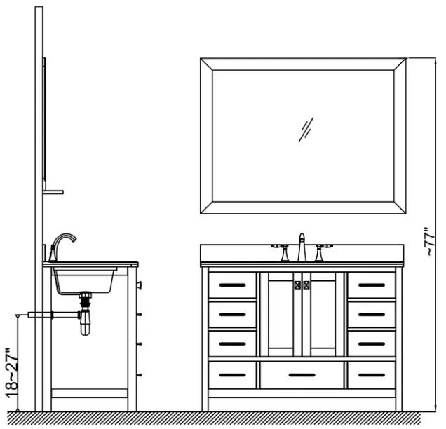 CASAINC 10048 CAB Solid Wood Bath Vanity with Carrara - Cover