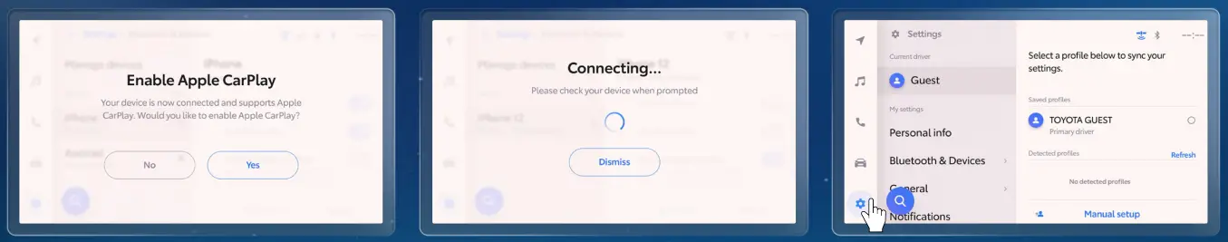 Apple CarPlay and Android Auto on Toyota Audio Multimedia - pairing process