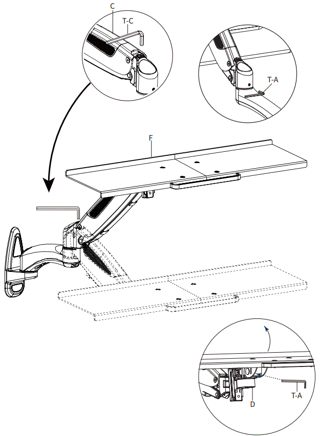 VIVO-MOUNT-KB35A-Black-Pneumatic-Wall-Mounted-Keyboard-Tray-fig-11