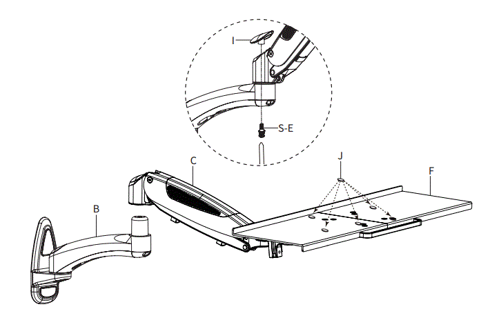 VIVO-MOUNT-KB35A-Black-Pneumatic-Wall-Mounted-Keyboard-Tray-fig-1`1