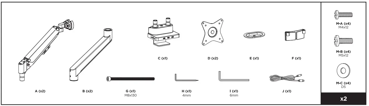 Speaka-PROFESSIONL-2623285-Counterbalace-Monitor-Arm-fig-1
