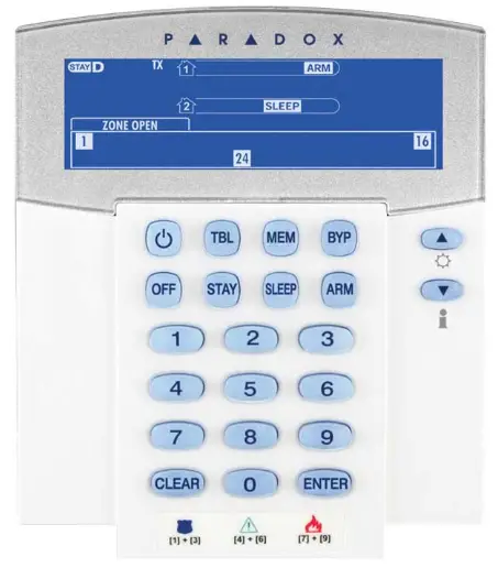 PARADOX K38 32 Zone Wireless Fixed LCD Keypad