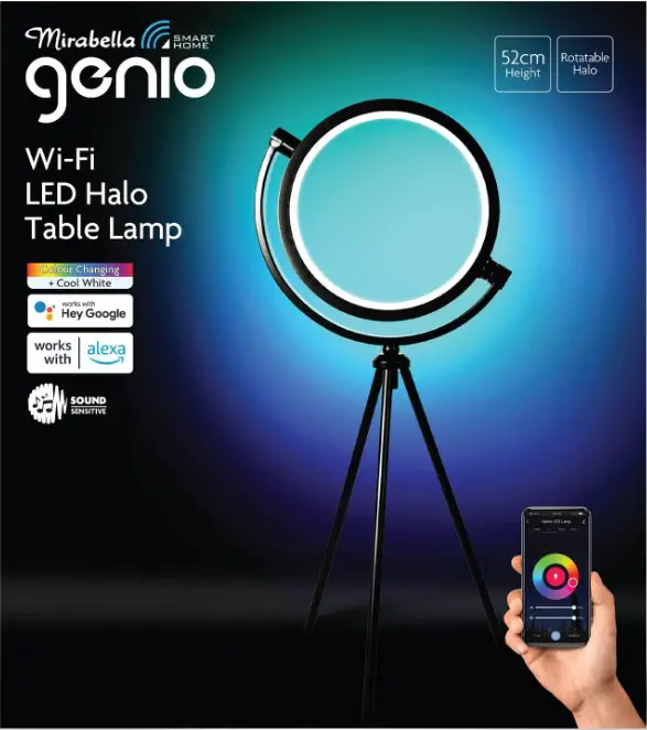 Mirabella Genio I004732 Wi-Fi LED Halo Table Lamp with Wireless Charger