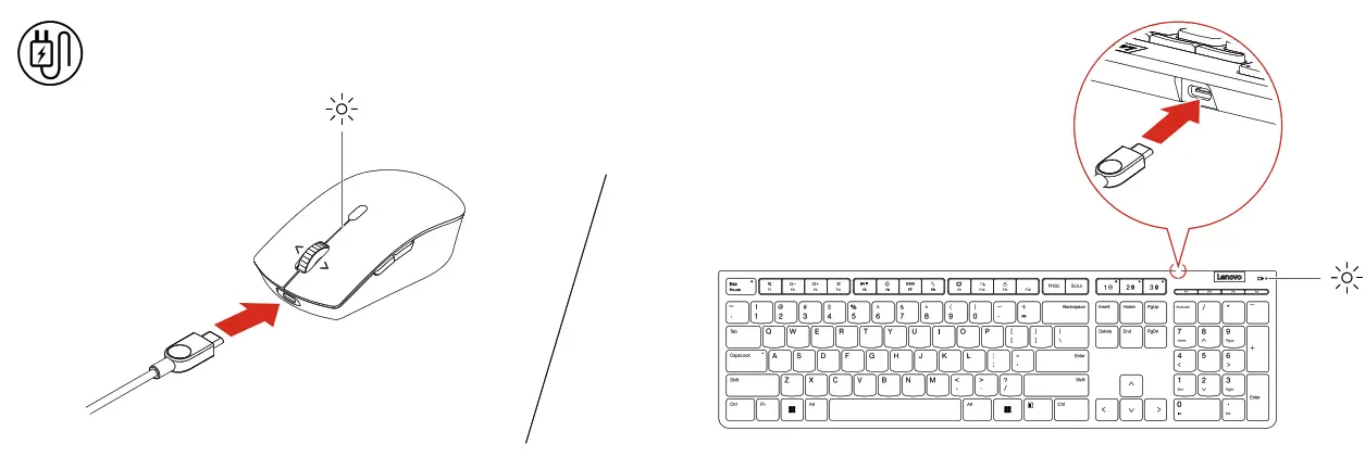 Lenovo Professional Wireless Rechargeable Combo Keyboard and Mouse - Blinking amber