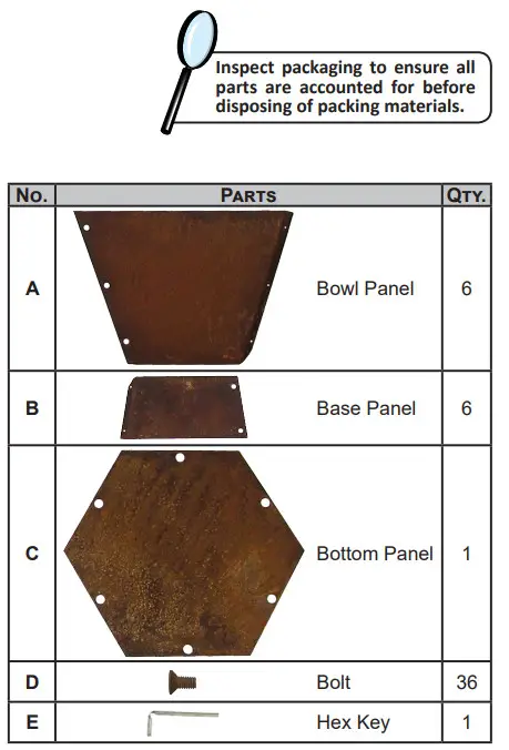 Sunnydaze DECOR RCM-939 Rustic Steel Affinity Fire Pit - parts