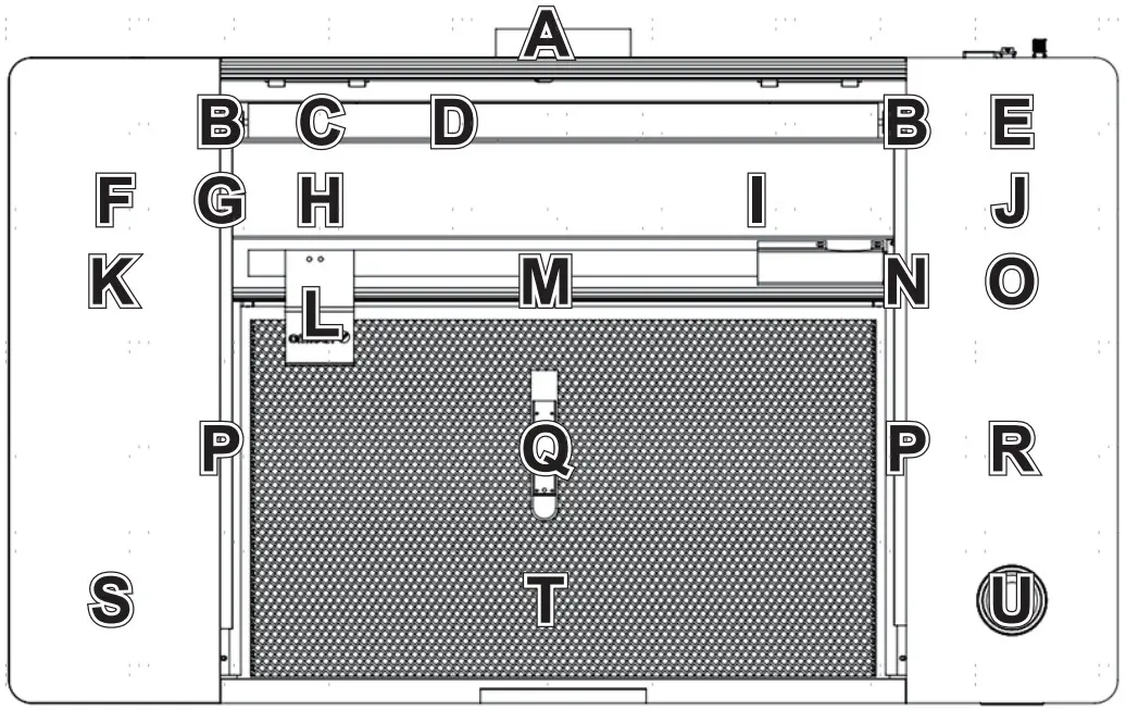 omtech POLAR350 Olar 350 50w Desktop Laser Engraver - Main Components
