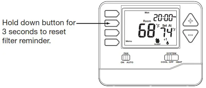 Robertshaw RS9220 Digital Programmable Wall Thermostat - Filter Change Reminder