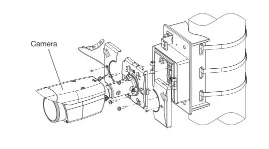 i-PRO WV-Q182 Pole Mount Bracket - About mounting the camera onto adapter box (accessory provided with camera)