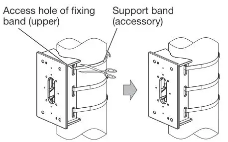 i-PRO WV-Q182 Pole Mount Bracket - Cut and remove the support band