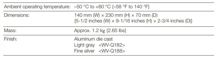 i-PRO WV-Q182 Pole Mount Bracket - Specifications