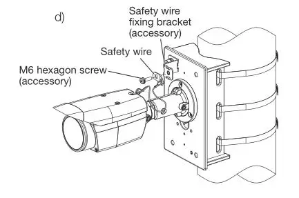 i-PRO WV-Q182 Pole Mount Bracket - Use one M6 hexagon screw (accessory) to fix the safety