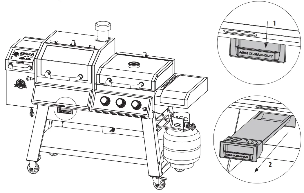 KC COMBO 300522 Wood Pellet and Griddle - CLEAN PELLET BURNER ASHES