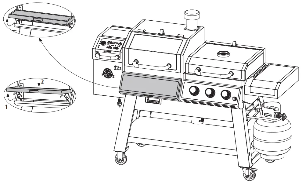KC COMBO 300522 Wood Pellet and Griddle - OPEN CLOSE FOLDING TABLE