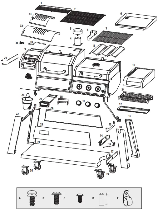 KC COMBO 300522 Wood Pellet and Griddle - PARTS & SPECS