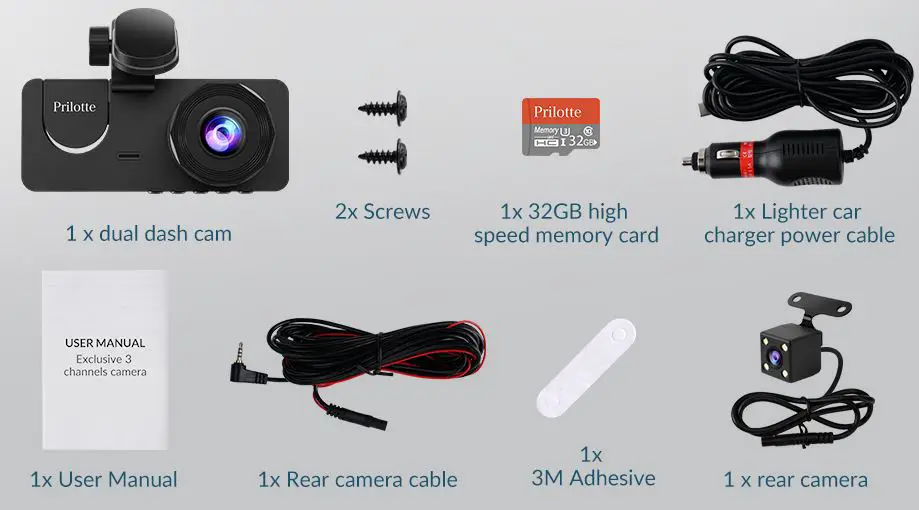Prilotte-1080PNew-Y15-3-Channel-Dash-Cam-Front-and-Rear-Fig-1