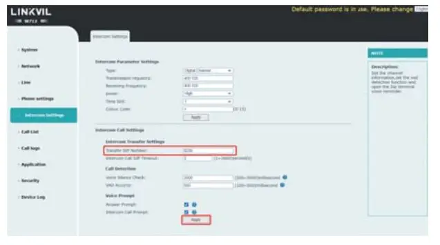 Fanvil W712 Linkvil RoIP Gateway - Set intercom parameters 1