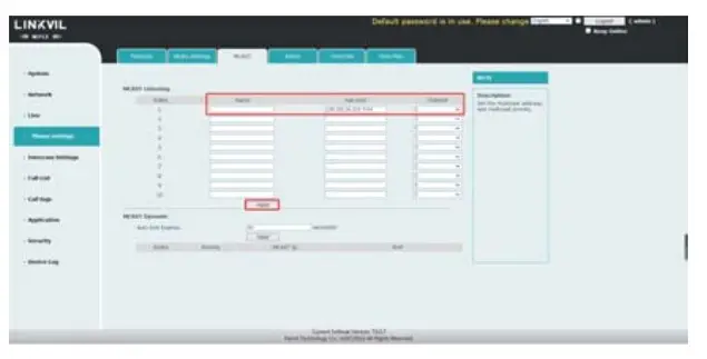 Fanvil W712 Linkvil RoIP Gateway - Set intercom parameters