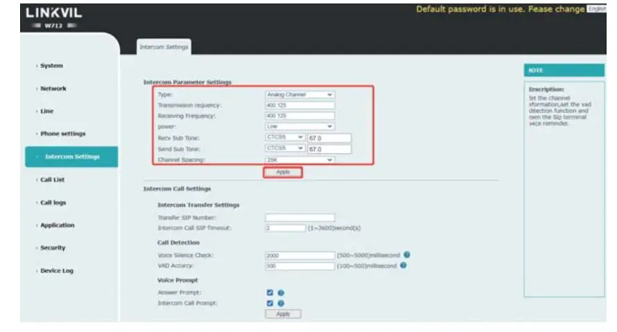 Fanvil W712 Linkvil RoIP Gateway - sip account 1