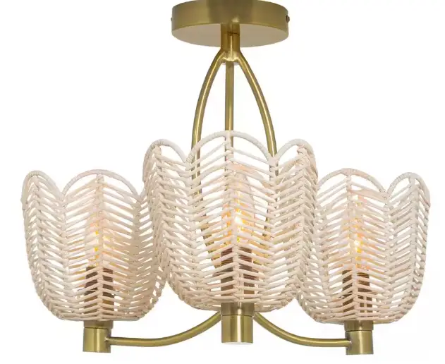 River-OF-20803-Isla-18.5-Inch-3-Light-Gold-Semi-Flush-Mount-with-Bell-Shaped-Rattan-Shades-product-image