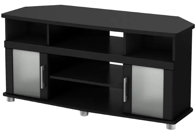 V-I-V-O-STAND-TV75BH-Black-Corner-TV-Stand-with-Dark-Walnut-Shelves-PRODUCT