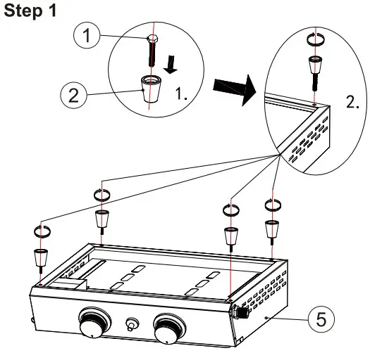 Royal Gourmet PD1203A 2 Burner Portable Gas Griddle - Assembly 1