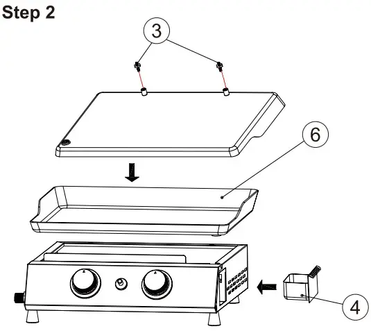 Royal Gourmet PD1203A 2 Burner Portable Gas Griddle - Assembly 2