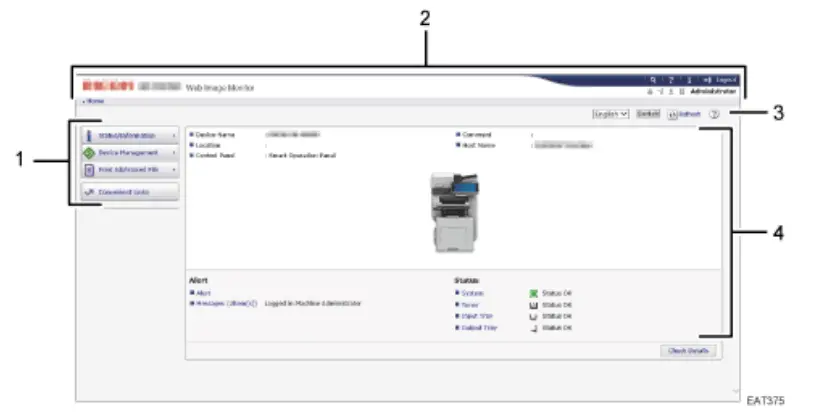 RICOH IM 550 Series All In One Printer - Screen