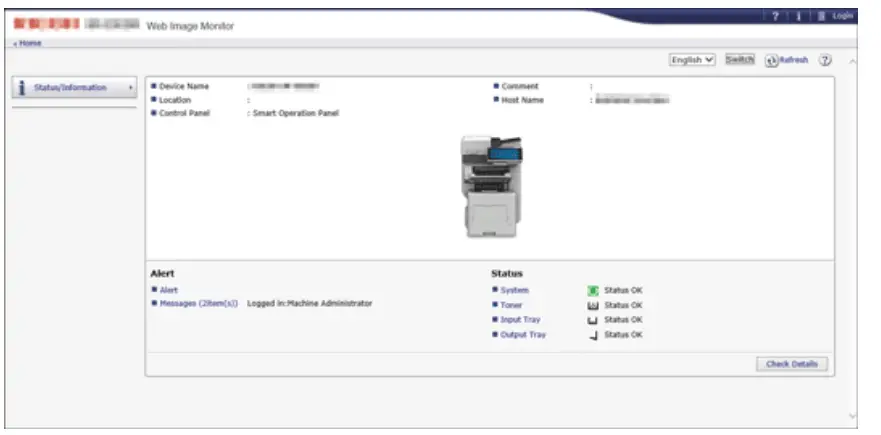 RICOH IM 550 Series All In One Printer - button