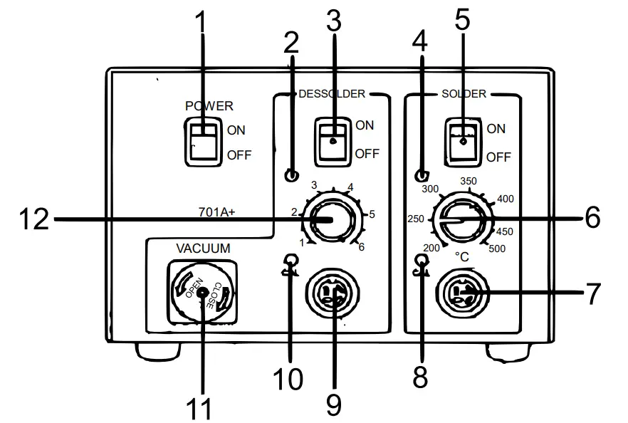 wiltec INT701A Plus Plus Repairing Station Desoldering Pump with Soldering Iron - components