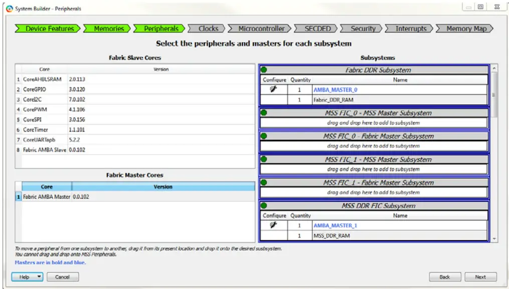 Microsemi SmartFusion2 DDR Controller and Serial High Speed Controller - Builder Peripherals Page