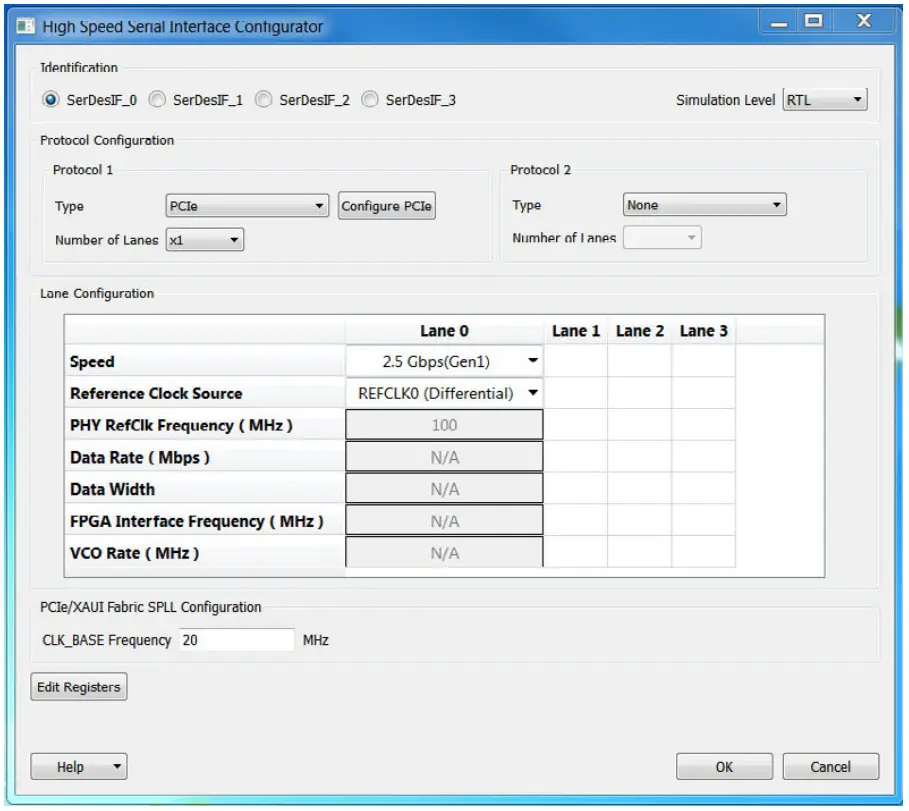 Microsemi SmartFusion2 DDR Controller and Serial High Speed Controller - High Speed Serial Interface Configurator