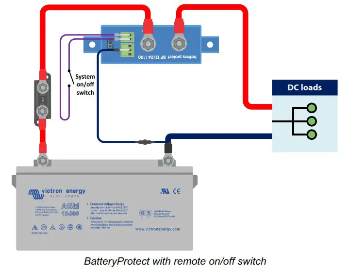 victron energy 65A BatteryProtect 12 24V - Installation and wiring examples 4
