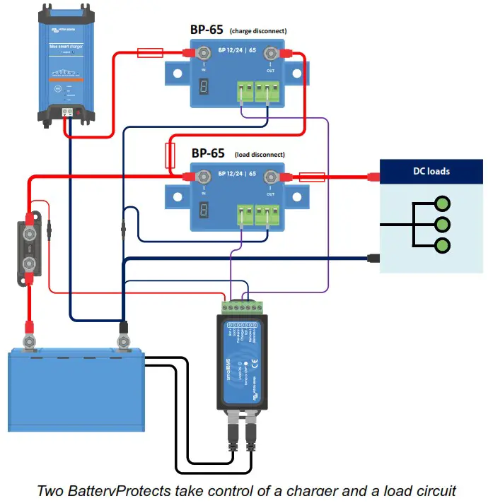 victron energy 65A BatteryProtect 12 24V - Installation and wiring examples 7