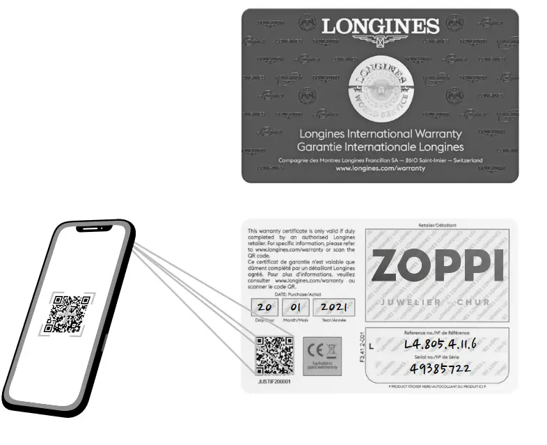 LONGINES L899 Master Moonphase Watch - WARRANTY CARD