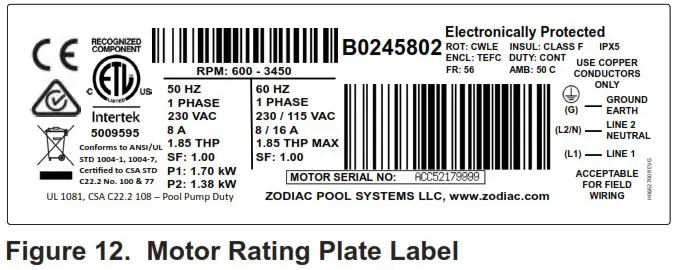 Jandy H0705700 Variable Speed Pumps - Installation Information 13
