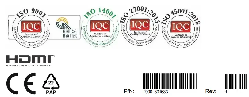 kramer KT 208 8 Inch Wall Mount PoE Touch Panel - Bar Code