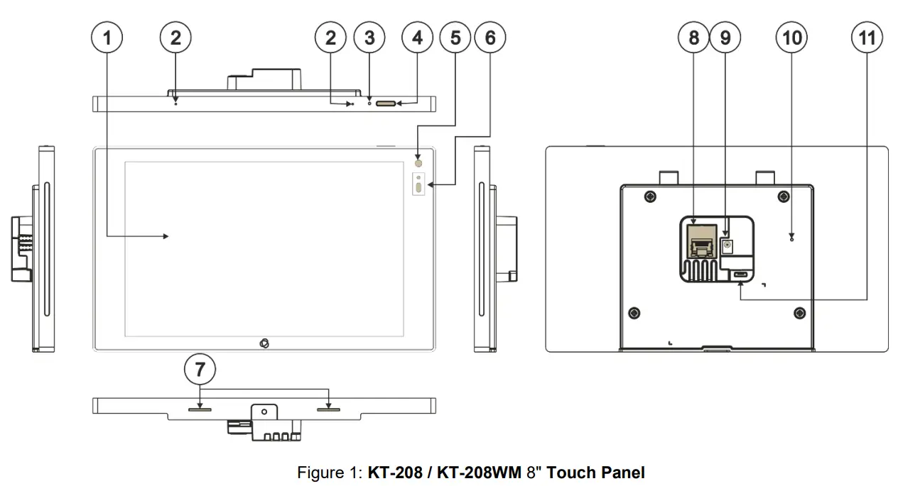 kramer KT 208 8 Inch Wall Mount PoE Touch Panel - Touch Panel