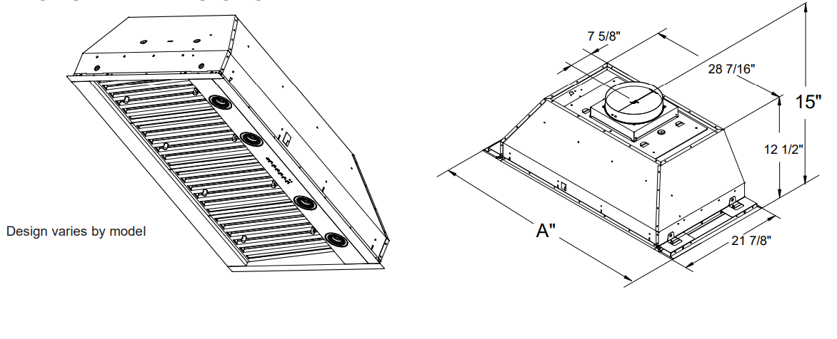 MONOGRAM UVC9480 Stainless Steel Convertible Under Cabinet Insert Hood