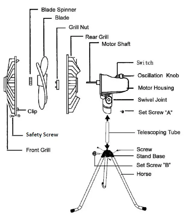 AIM AHV18S 45 CM High Velocity Fan with Tripod 1