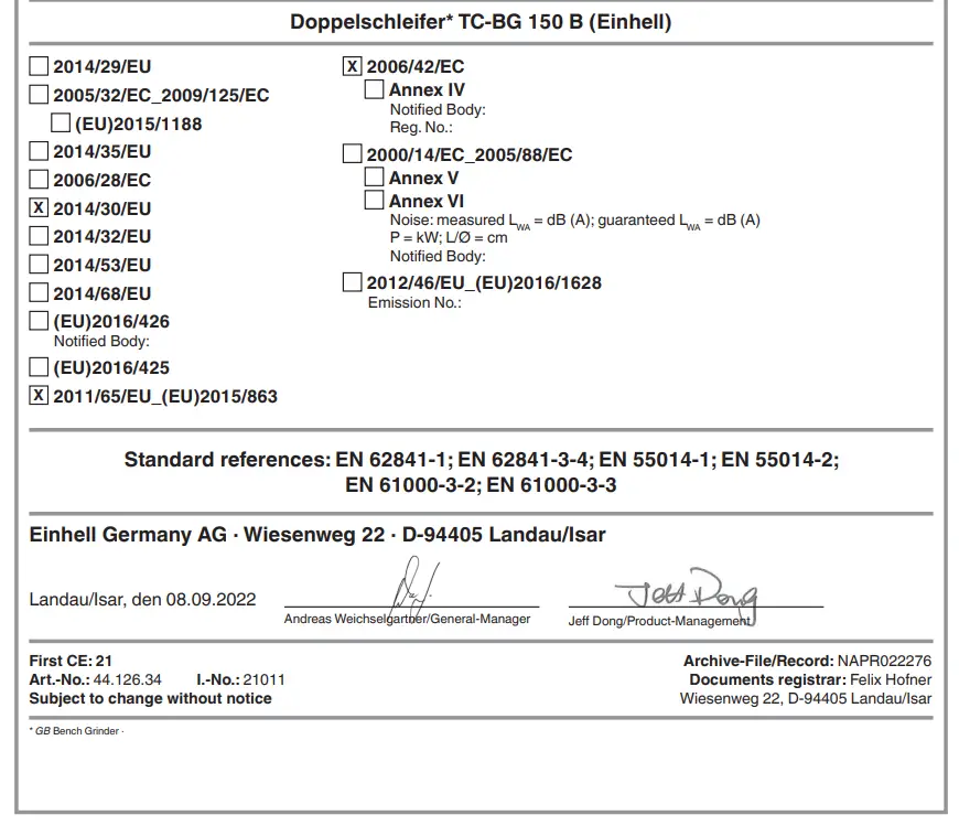 Einhell TC-BG 150 B Bench Grinder - fig 6