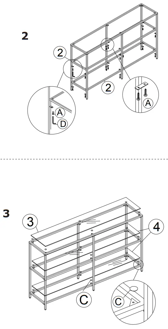 COSTWAY JV10451GD 3-Layer Glass Console Table - Fig 1
