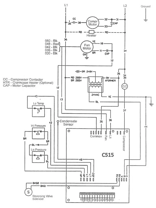 Wiring the C515 control board to a typical single phase McQuay unit.
Refer to actual wiring diagram for complete information