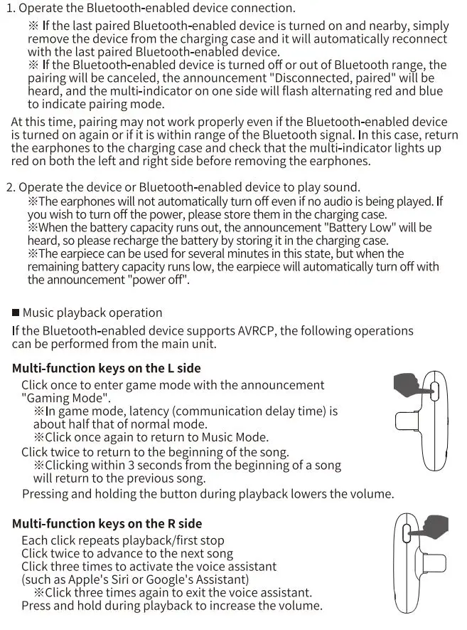 cheero B100 Bone Conduction Wireless Earphones User Manual - Playback via Bluetooth connection