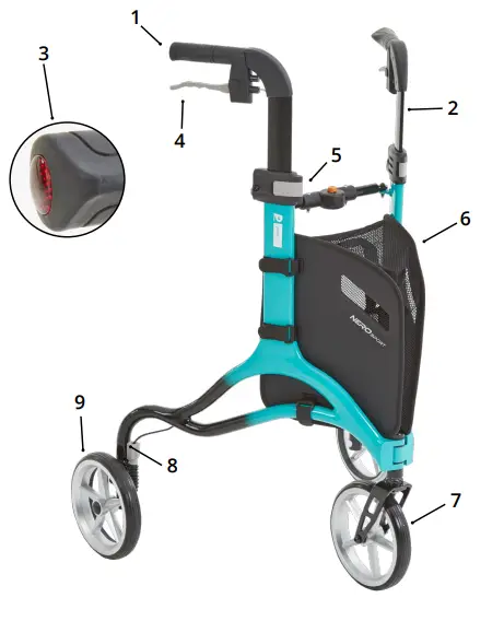 CareCo proLite WA01010005.TFD NERO Sport Tri Walker - PARTS DESCRIPTION