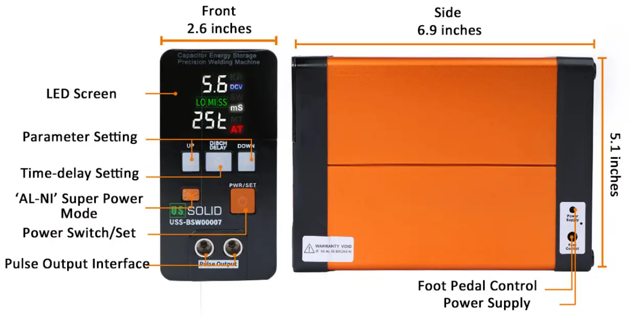 U S SOLID USS-BSW00007 Battery Spot Welder - Product Diagram