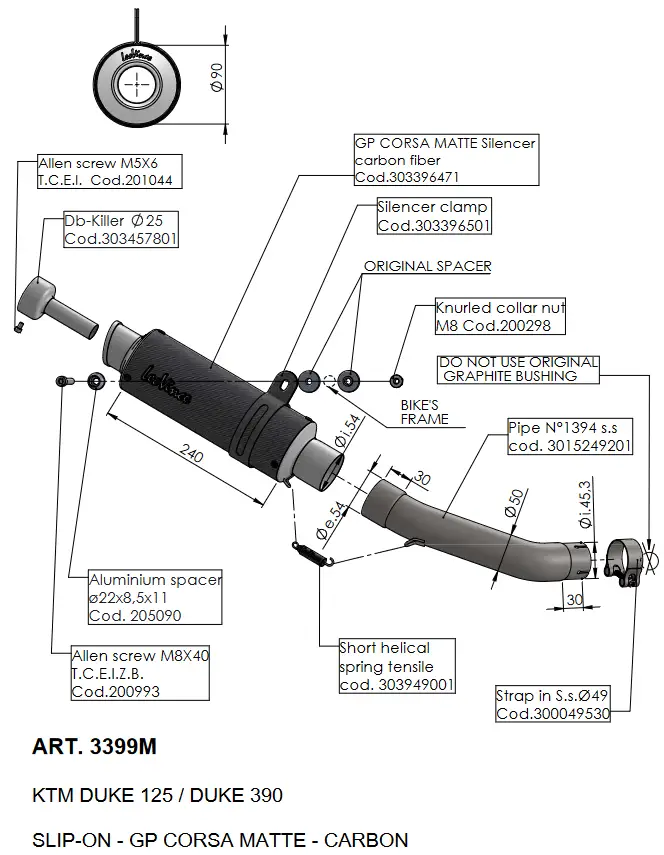 LeoVince 3399M GP Corsa EVO Slip-On Exhaust - CARBON